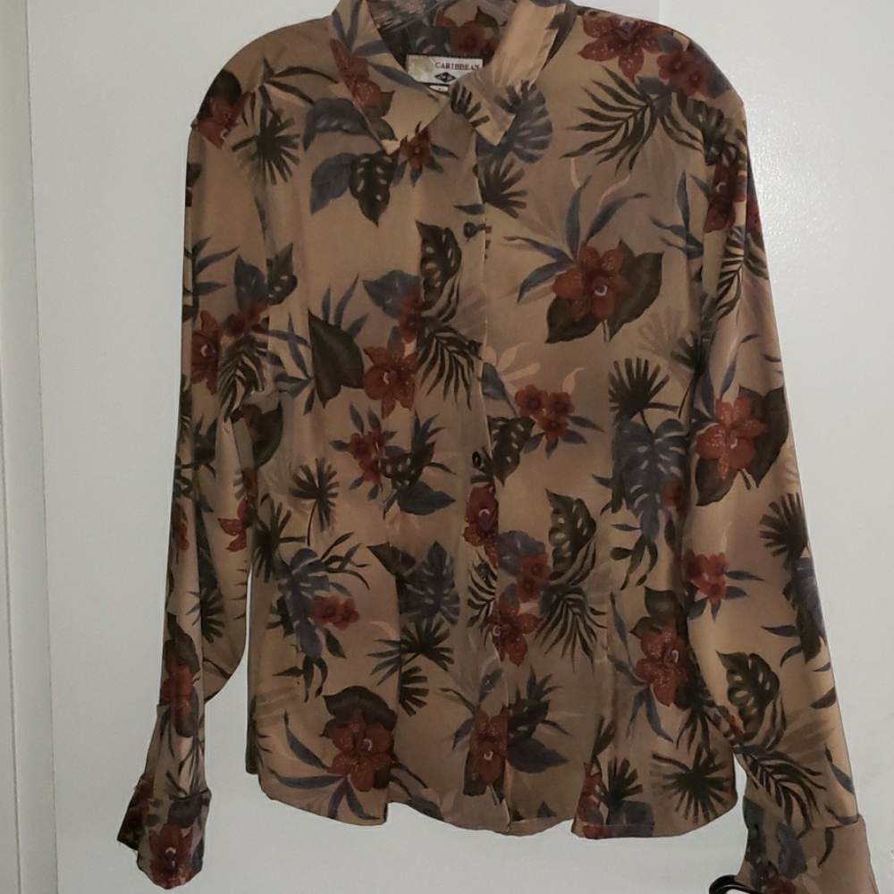 Tropical Velvet Button Up
